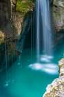 Slovenia, Triglav National Park, Soca River. Scenic with river waterfall in rocky gorge. Art Print